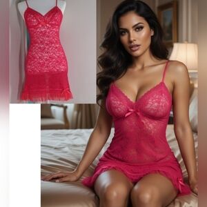 Victoria's Secret Neon Pink Lace Slip Size M.